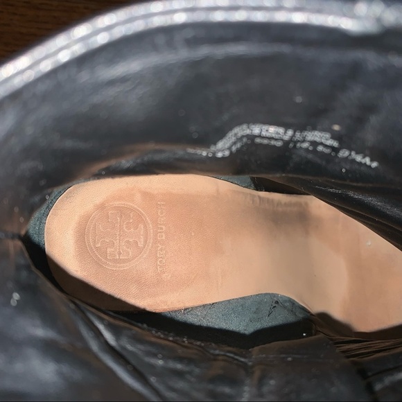 Tory Burch Grove Black Leather Block Heel Boots Booties size 9.5 - Picture 7 of 9